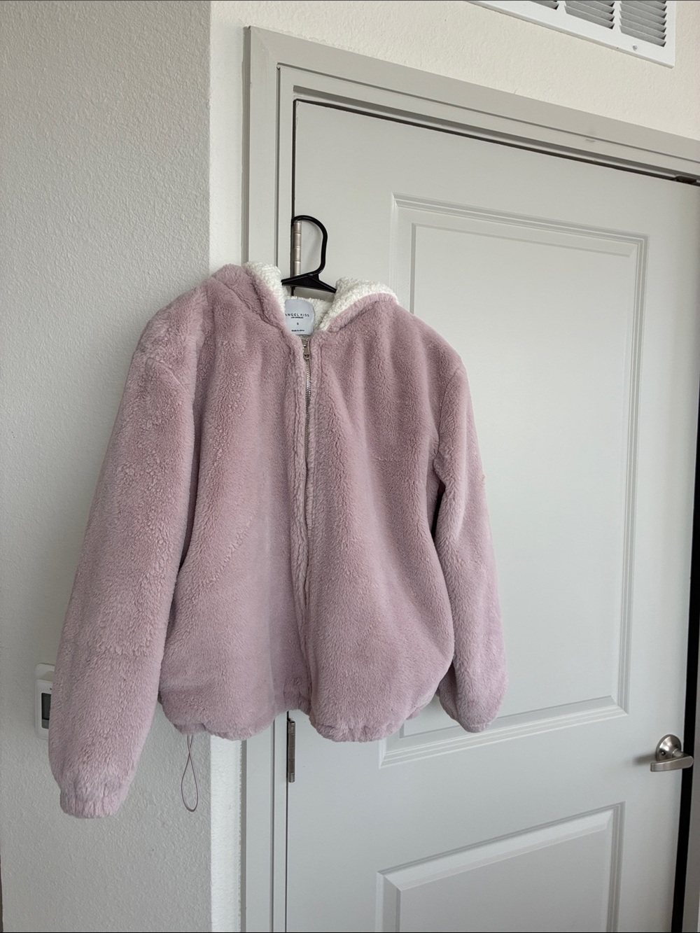 Angel Kiss Plush Hooded Jacket in Dusty Pink